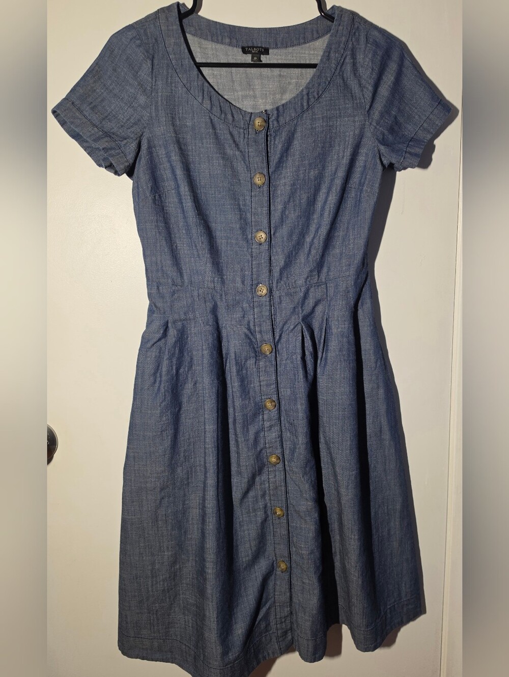 Talbots Blue Chambray Button-Front Midi Dress